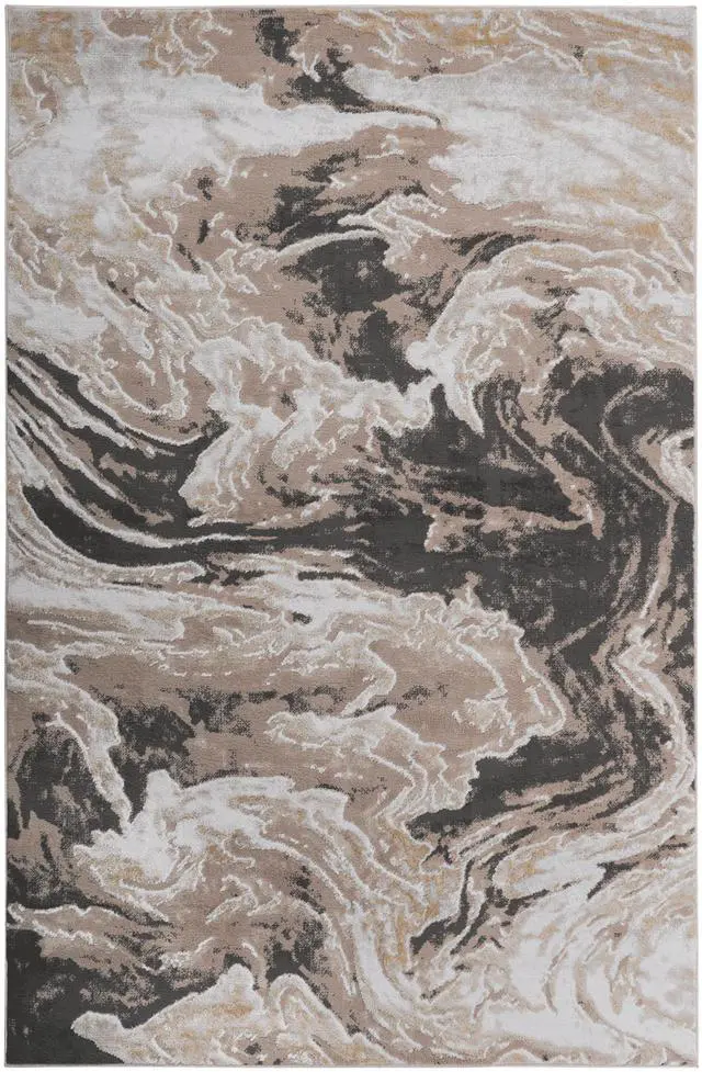 Alt view image 2 of 5 - Collection 8X10 L.Brown /Abstract Non-Shedding Living Room Bedroom Dining Home Office Stylish and Stain Resistant Area Rug