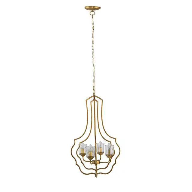 Alt view image 2 of 7 - 4 - Light Metal Chandelier, Hanging Light Fixture with Adjustable Chain for Kitchen Dining Room Foyer Entryway, Bulb Not included