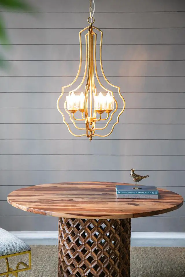 Alt view image 5 of 7 - 4 - Light Metal Chandelier, Hanging Light Fixture with Adjustable Chain for Kitchen Dining Room Foyer Entryway, Bulb Not included