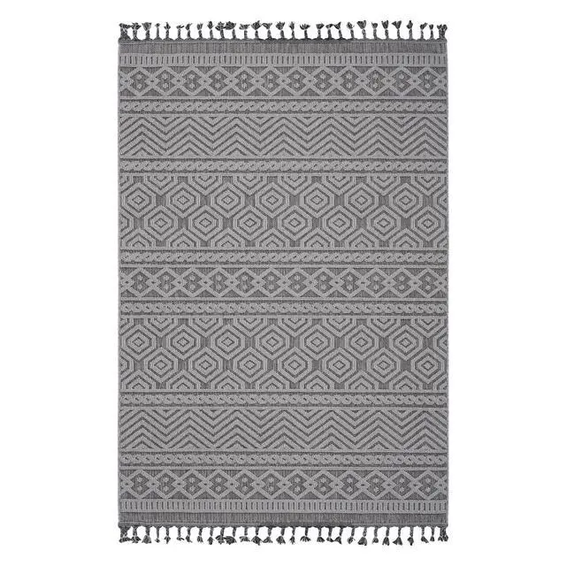 Alt view image 2 of 7 - Collection 4X6 Grey/White /Geometric Indoor/Outdoor Area Rug