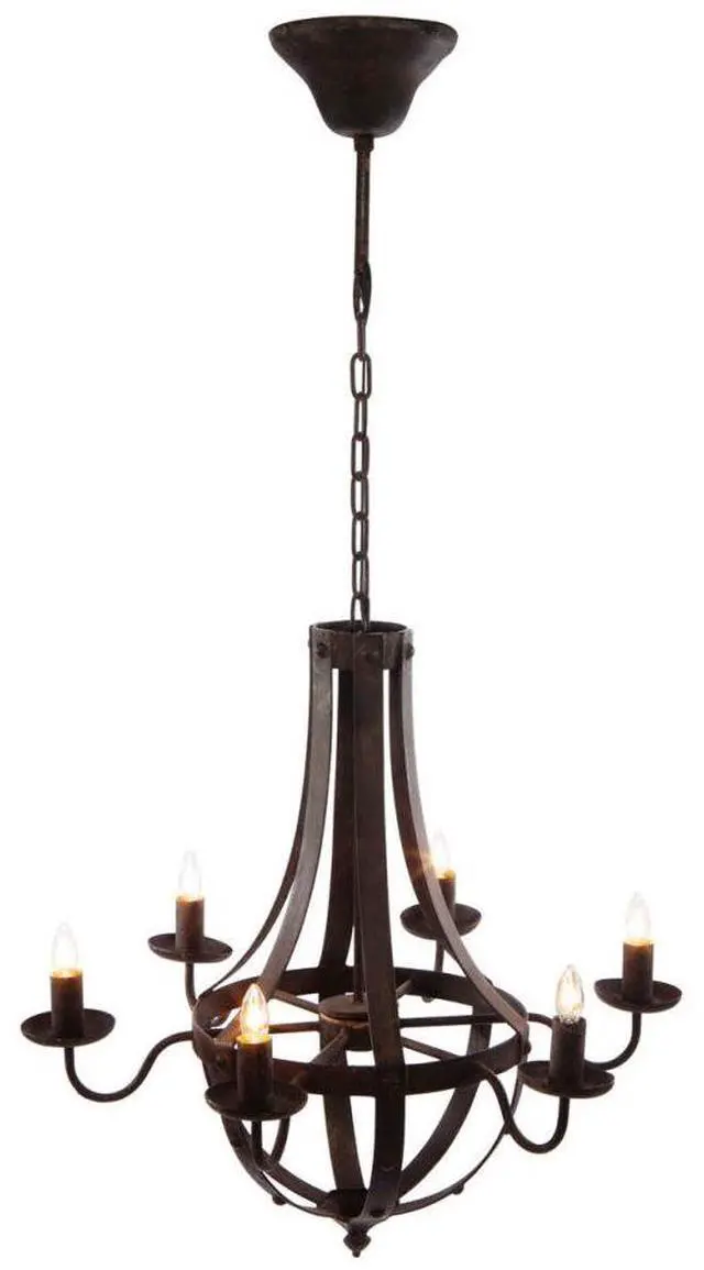 Main image of 6 - Light Metal Chandelier, Hanging Light Fixture with Adjustable Chain for Kitchen Dining Room Foyer Entryway, Bulb Not included