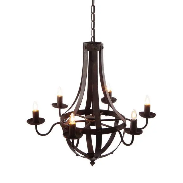 Alt view image 2 of 7 - 6 - Light Metal Chandelier, Hanging Light Fixture with Adjustable Chain for Kitchen Dining Room Foyer Entryway, Bulb Not included