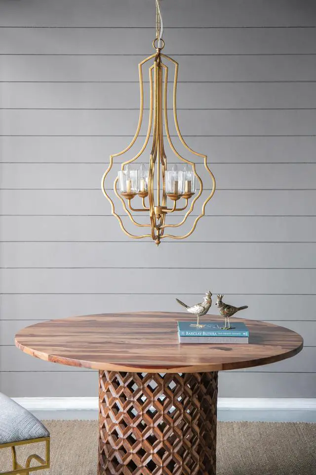 Alt view image 6 of 7 - 4 - Light Metal Chandelier, Hanging Light Fixture with Adjustable Chain for Kitchen Dining Room Foyer Entryway, Bulb Not included