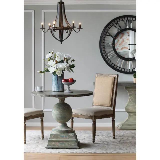 Alt view image 3 of 7 - 6 - Light Metal Chandelier, Hanging Light Fixture with Adjustable Chain for Kitchen Dining Room Foyer Entryway, Bulb Not included