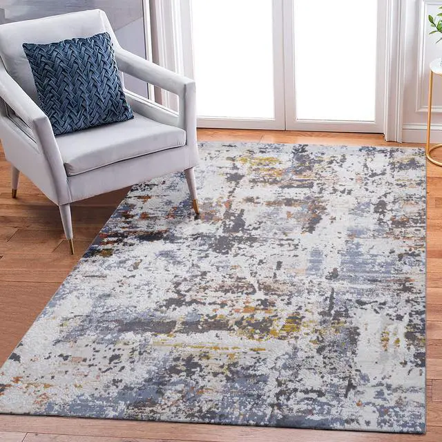Main image of Collection 6X9 Ivory/Blue /Abstract Non-Shedding Living Room Bedroom Dining Home Office Stylish and Stain Resistant Area Rug
