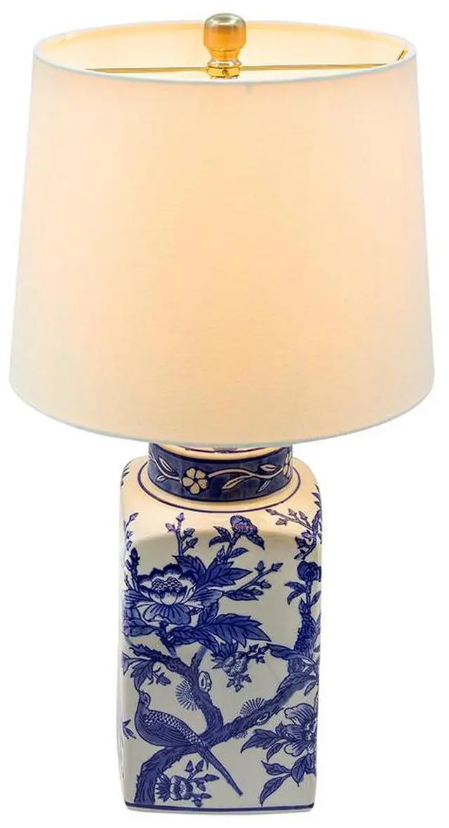 Alt view image 3 of 7 - D13x25" Blue and White Ceramic Vase Lamp