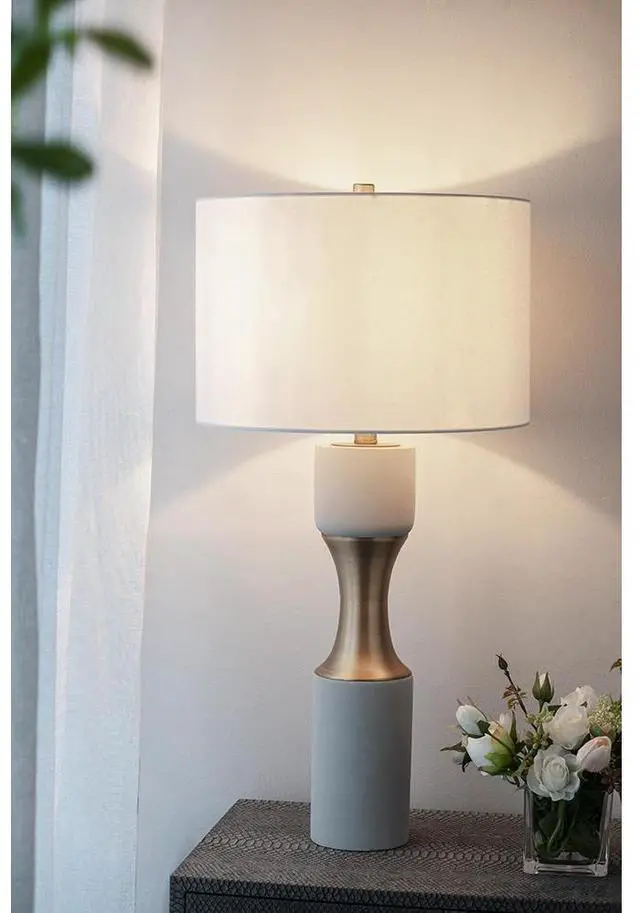 Main image of 15x15x30" Cement with Metal Table Lamp