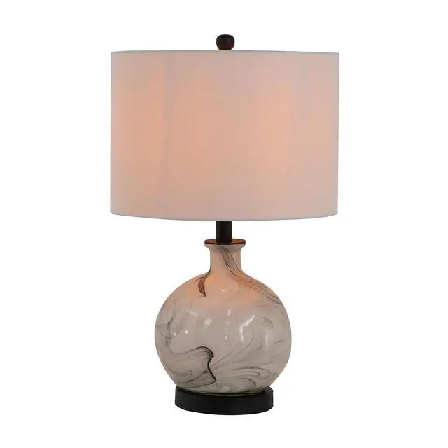 Alt view image 2 of 7 - 14x14x23" White and Grey Glass Table Lamp