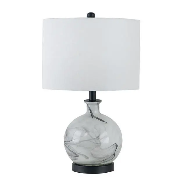 Alt view image 3 of 7 - 14x14x23" White and Grey Glass Table Lamp