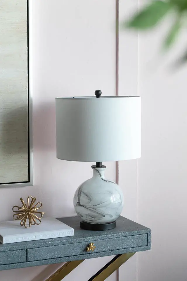Main image of 14x14x23" White and Grey Glass Table Lamp