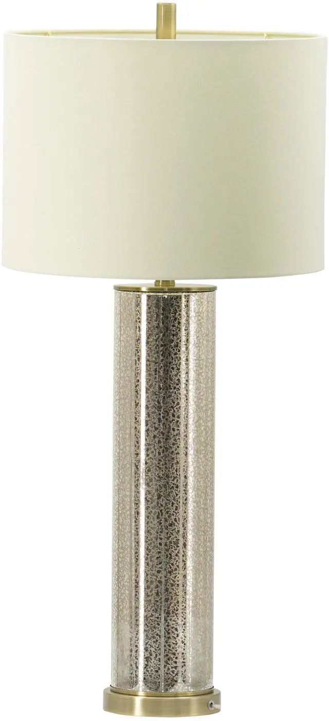Main image of 16x16x35" Gold Mirrored Glass Table Lamp with White Fabric Shade