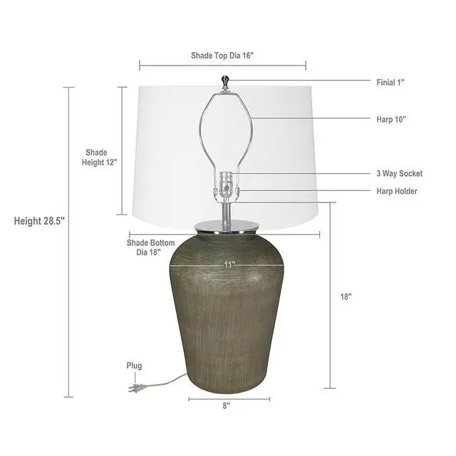 Alt view image 5 of 5 - D18x28.5" Glass Table Lamp