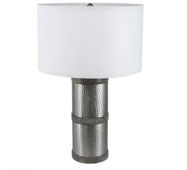 Main image of D16x24.4" Hammered Iron Table Lamp with Mango Wood(Lamp Shade Assembly Required)