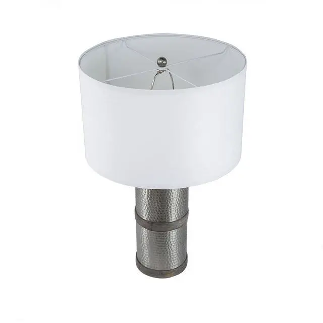 Alt view image 3 of 6 - D16x24.4" Hammered Iron Table Lamp with Mango Wood(Lamp Shade Assembly Required)