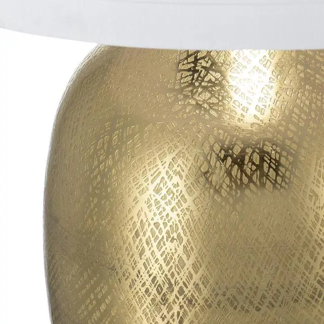 Alt view image 6 of 7 - D18x31" Round Aluminum Sheet Gold Table Lamp with White Fabric Shade(Lamp Shade Assembly Required)