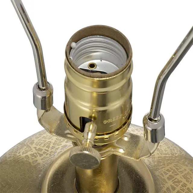Alt view image 6 of 7 - D15x25.7" Round Aluminum Sheet Gold Table Lamp with White Fabric Shade (Lamp Shade Assembly Required)