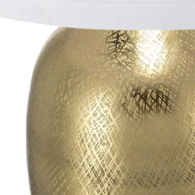 Alt view image 7 of 7 - D15x25.7" Round Aluminum Sheet Gold Table Lamp with White Fabric Shade (Lamp Shade Assembly Required)