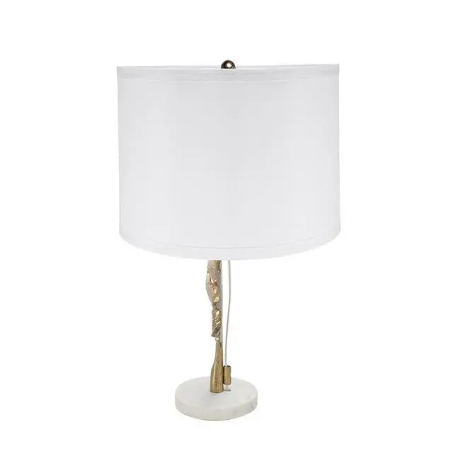 Alt view image 6 of 7 - D13x22.2" Gold and White Table Lamp with Leaf Design (Lamp Shade Assembly Required)