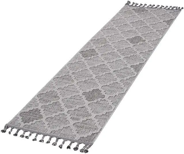 Alt view image 3 of 7 - Collection 2X8 White/Grey /Trellis Indoor/Outdoor Area Rug