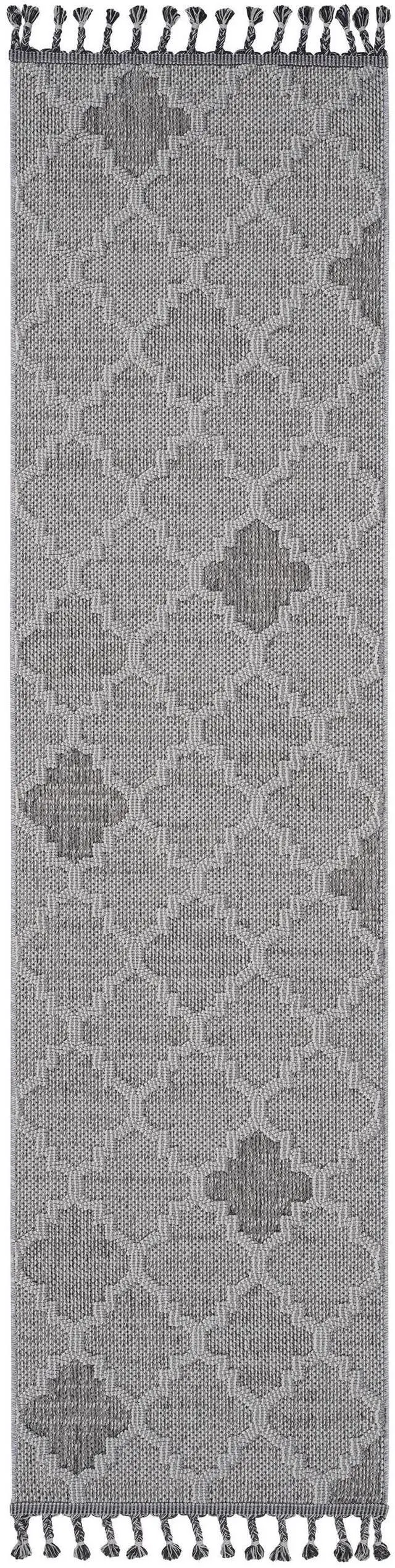 Alt view image 2 of 7 - Collection 2X8 White/Grey /Trellis Indoor/Outdoor Area Rug