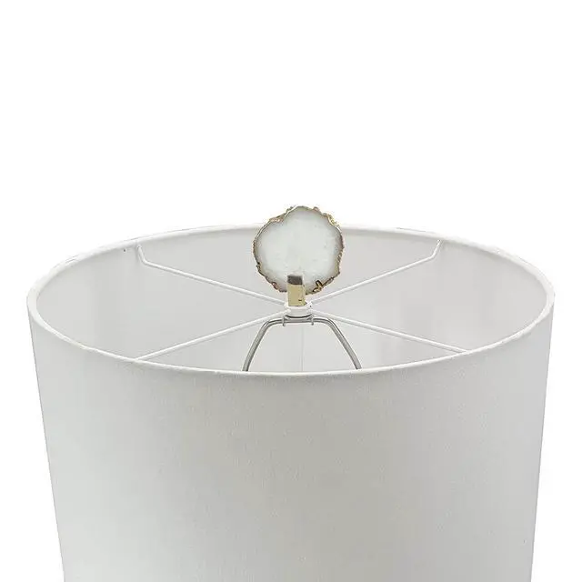 Alt view image 6 of 7 - D14x29.5" Smoke Agate-Slice Table Lamp W/ Marble Base