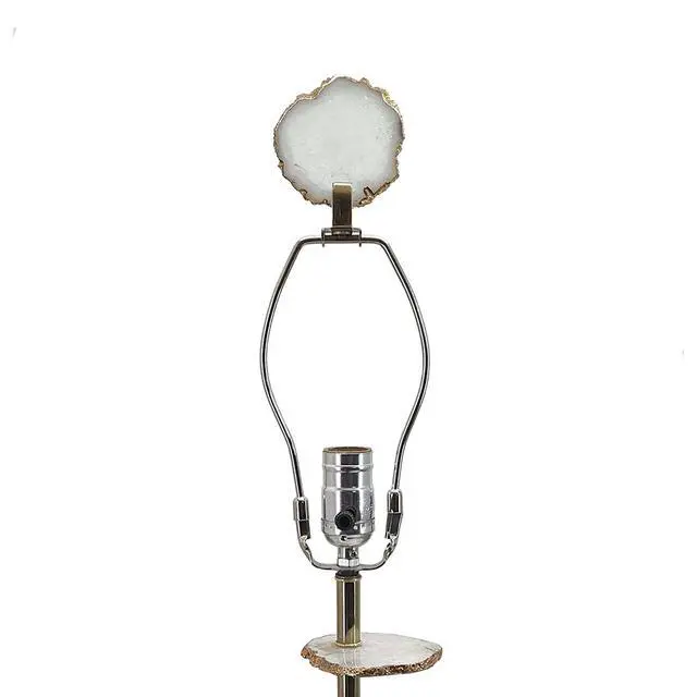Alt view image 7 of 7 - D14x29.5" Smoke Agate-Slice Table Lamp W/ Marble Base