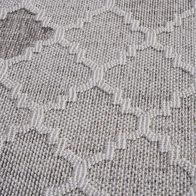 Alt view image 4 of 7 - Collection 2X8 White/Grey /Trellis Indoor/Outdoor Area Rug