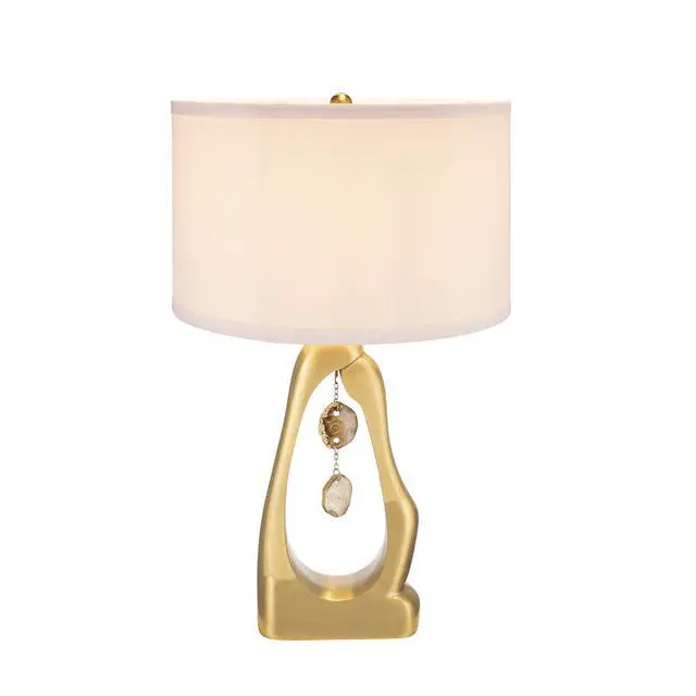 Alt view image 4 of 7 - D16x27.5" Gold Geode Shaped Table Lamp with White Drum Shade(Lamp Shade Assembly Required)