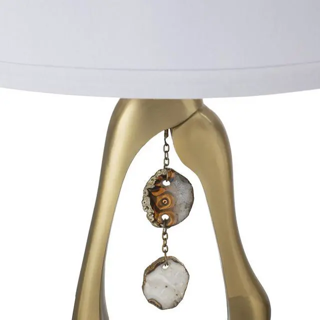 Alt view image 6 of 7 - D16x27.5" Gold Geode Shaped Table Lamp with White Drum Shade(Lamp Shade Assembly Required)