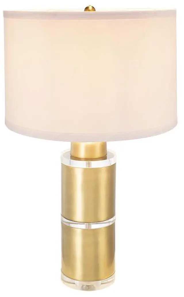 Alt view image 3 of 7 - D15x25.5" Gold and White Cylinder Table Lamp with Drum Shade(Lamp Shade Assembly Required)