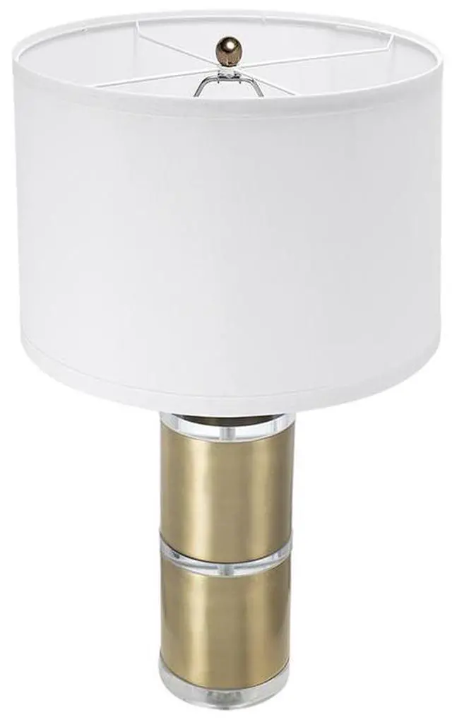 Alt view image 4 of 7 - D15x25.5" Gold and White Cylinder Table Lamp with Drum Shade(Lamp Shade Assembly Required)