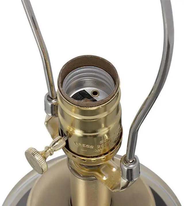 Alt view image 6 of 7 - D15x25.5" Gold and White Cylinder Table Lamp with Drum Shade(Lamp Shade Assembly Required)