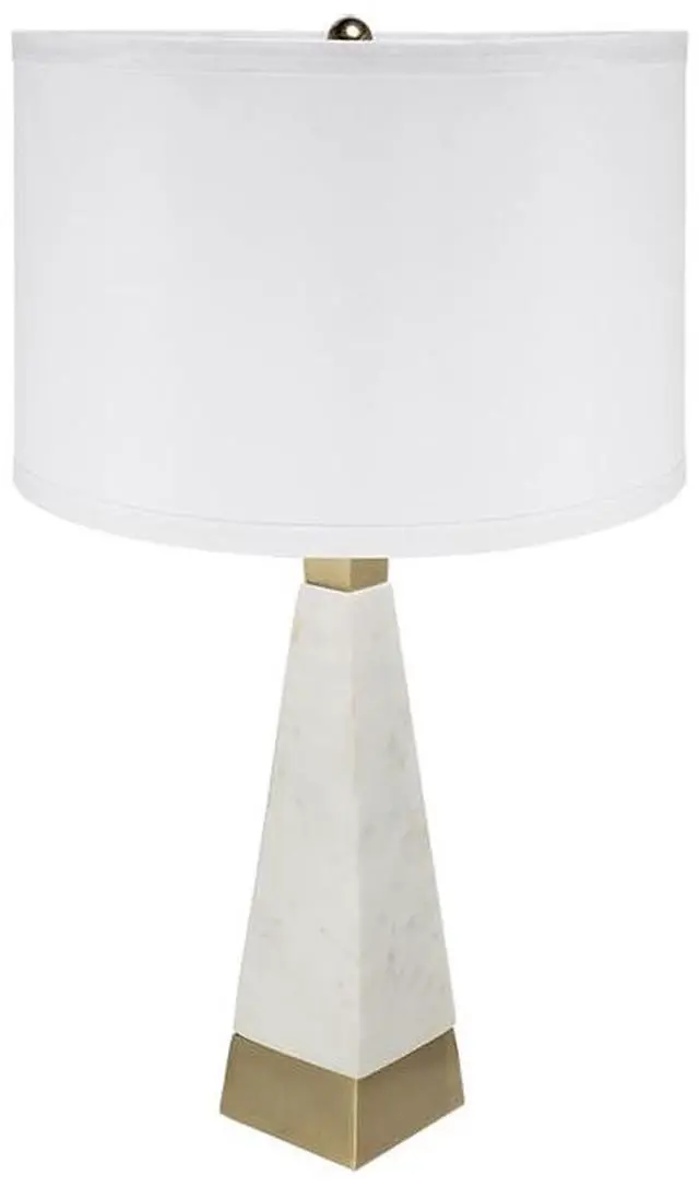 Main image of D15x26" White and Gold Thin Pyramid Table Lamp with Drum Shade(Lamp Shade Assembly Required)
