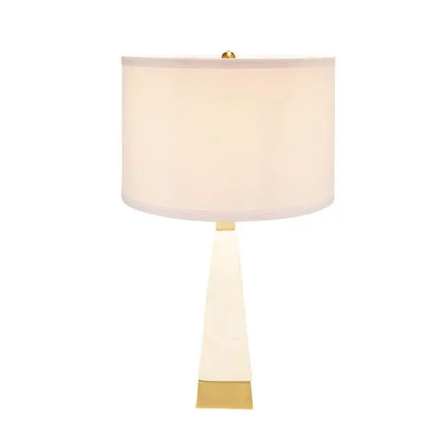 Alt view image 3 of 7 - D15x26" White and Gold Thin Pyramid Table Lamp with Drum Shade(Lamp Shade Assembly Required)
