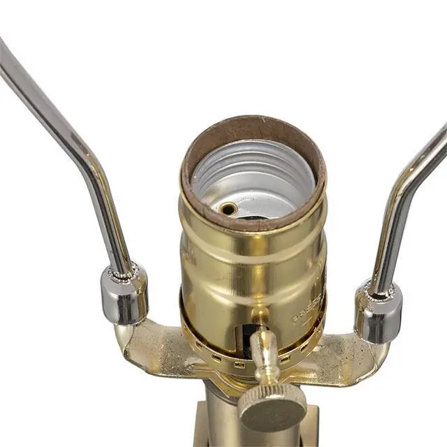Alt view image 6 of 7 - D15x26" White and Gold Thin Pyramid Table Lamp with Drum Shade(Lamp Shade Assembly Required)