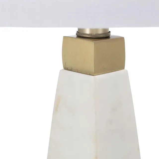 Alt view image 7 of 7 - D15x26" White and Gold Thin Pyramid Table Lamp with Drum Shade(Lamp Shade Assembly Required)
