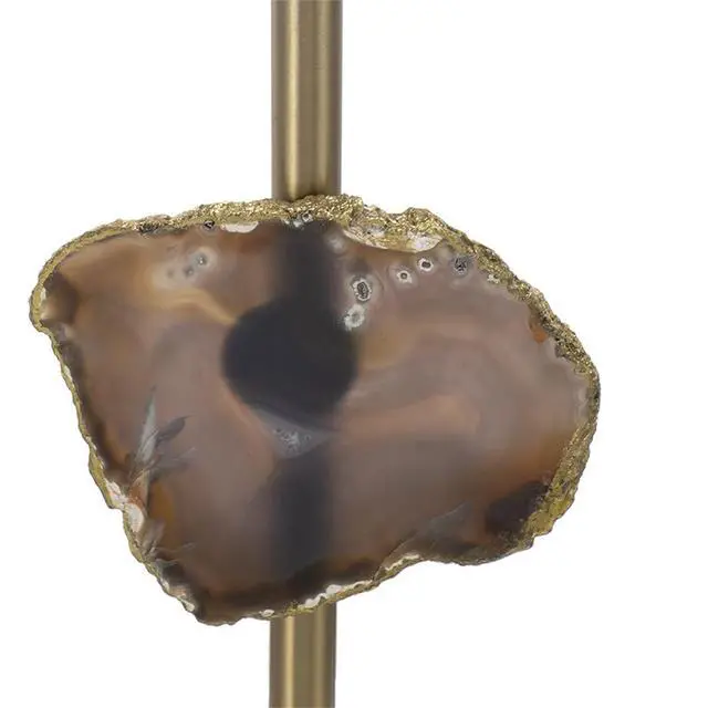 Alt view image 7 of 7 - D14x25.2" Gold Table Lamp with Agate Slice and White Drum Shade(Lamp Shade Assembly Required)