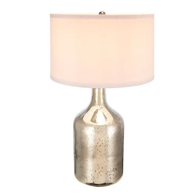 Alt view image 3 of 7 - D18x32.2" Silver Round Table Lamp with White Fabric Shade(Lamp Shade Assembly Required)