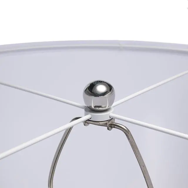 Alt view image 5 of 7 - D18x32.2" Silver Round Table Lamp with White Fabric Shade(Lamp Shade Assembly Required)