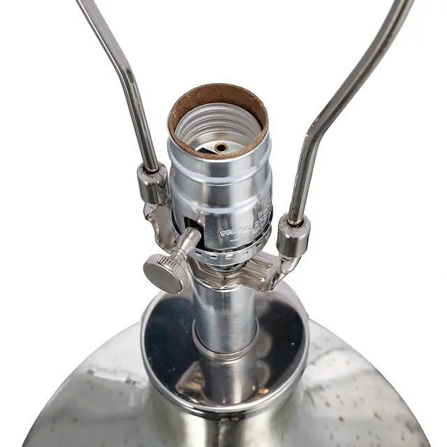 Alt view image 7 of 7 - D18x32.2" Silver Round Table Lamp with White Fabric Shade(Lamp Shade Assembly Required)