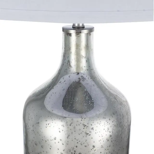 Alt view image 6 of 7 - D18x32.2" Silver Round Table Lamp with White Fabric Shade(Lamp Shade Assembly Required)