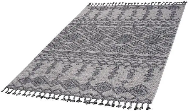 Alt view image 3 of 7 - Collection 5X7 White/Gray /Traditional Indoor/Outdoor Area Rug