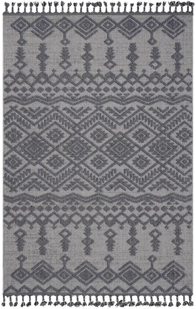 Alt view image 2 of 7 - Collection 5X7 White/Gray /Traditional Indoor/Outdoor Area Rug