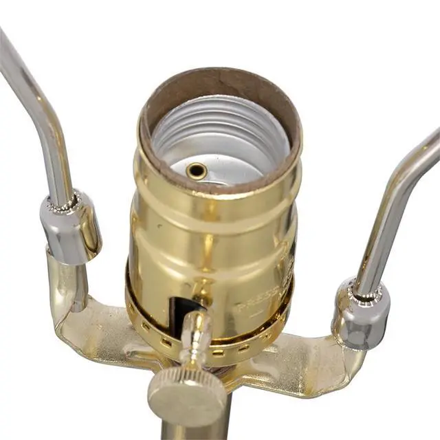 Alt view image 6 of 6 - D14x26.3" White and Gold Three Tiered Round Table Lamp with Drum Shade(Lamp Shade Assembly Required)