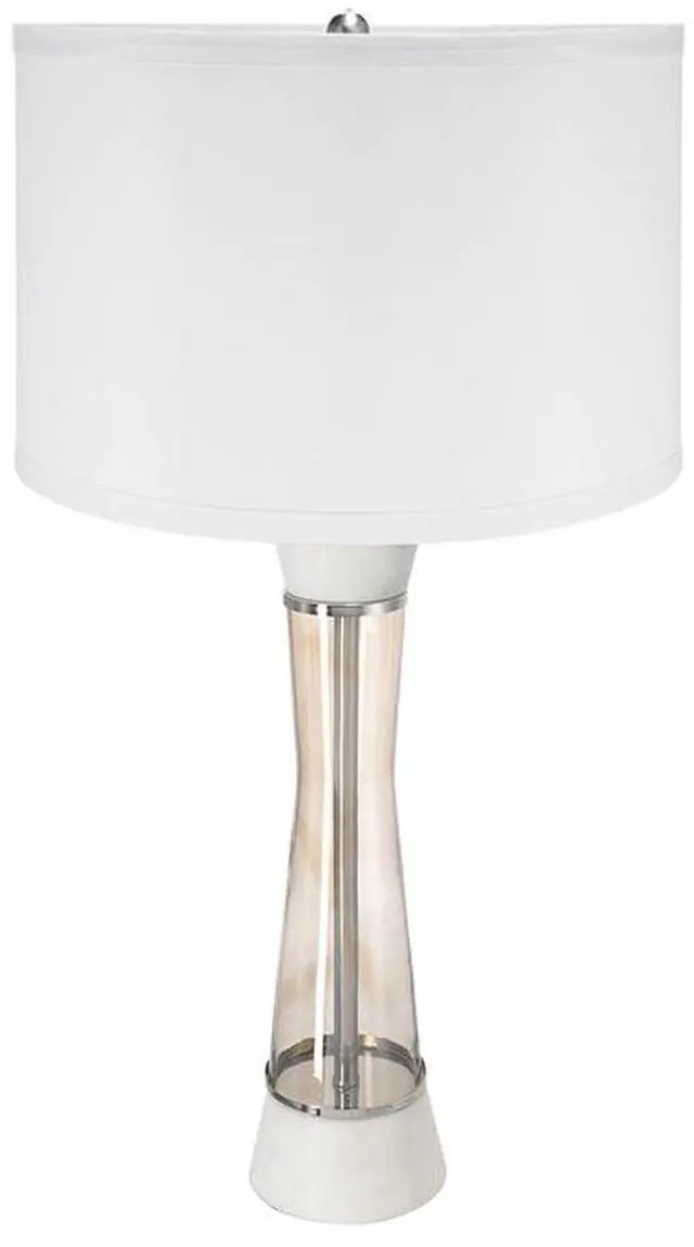 Main image of D15x30.2" White and Bronze Marble Table Lamp with Glass Cylinder (Lamp Shade Assembly Required)