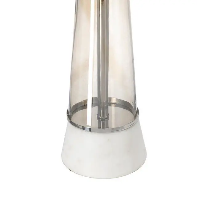 Alt view image 7 of 7 - D15x30.2" White and Bronze Marble Table Lamp with Glass Cylinder (Lamp Shade Assembly Required)