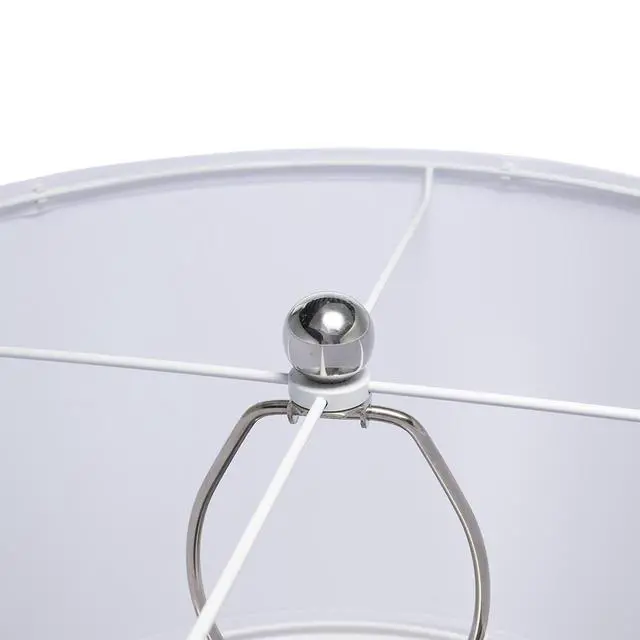 Alt view image 6 of 7 - D15x29.3" White and Silver Leaf Table Lamp with Drum Shade and Marble Base (Lamp Shade Assembly Required)