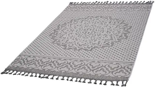 Alt view image 3 of 7 - Collection 8X10 Gray/White /Medallion Indoor/Outdoor Area Rug
