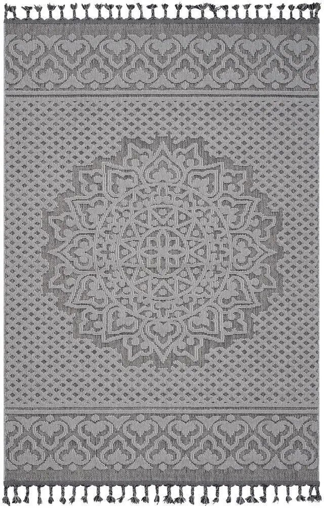 Alt view image 2 of 7 - Collection 8X10 Gray/White /Medallion Indoor/Outdoor Area Rug