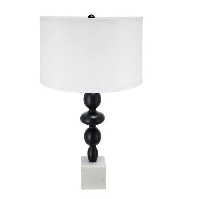Alt view image 2 of 7 - D15x29.5" Black and White Table Lamp with Round Four Tiered Body (Lamp Shade Assembly Required)